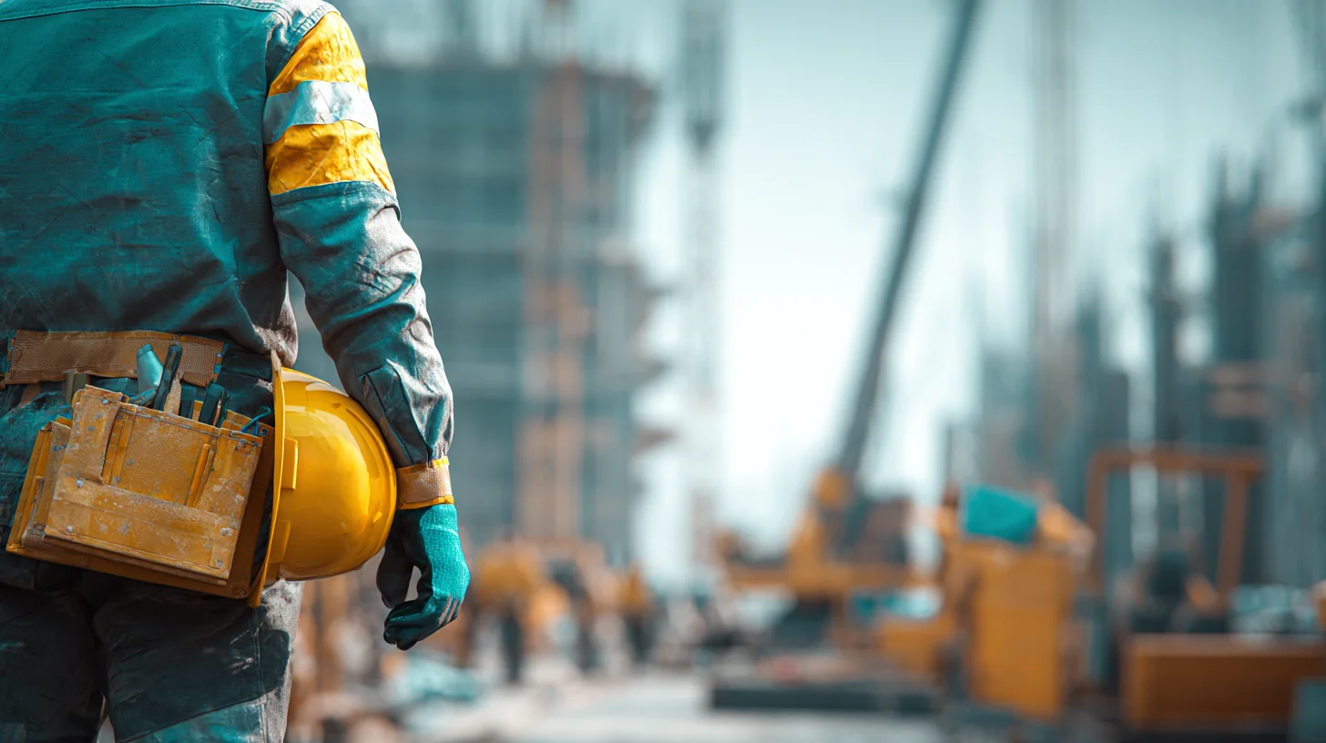 Close portrait of a Sydney construction labourer in hi-vis on site, the kind of one on one moment where the middle layer of a feedback sandwich is delivered away from the crew