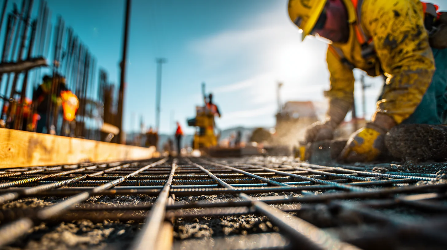 A wide shot of concreters tying rebar across a Sydney slab, the kind of daily reality that tells a labourer whether a trade suits him
