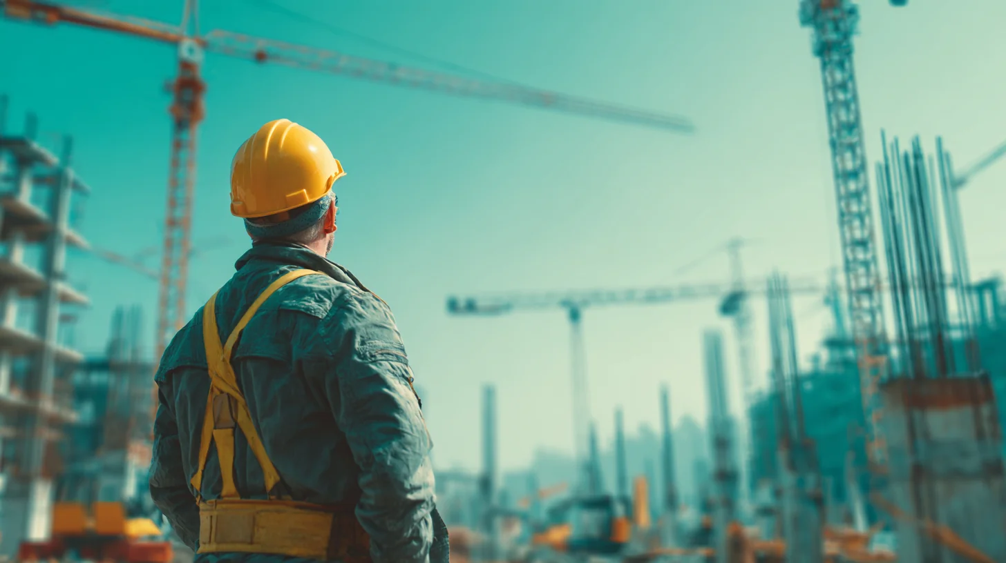 Site supervisor watching cranes on a Western Sydney project at the Aerotropolis fringe