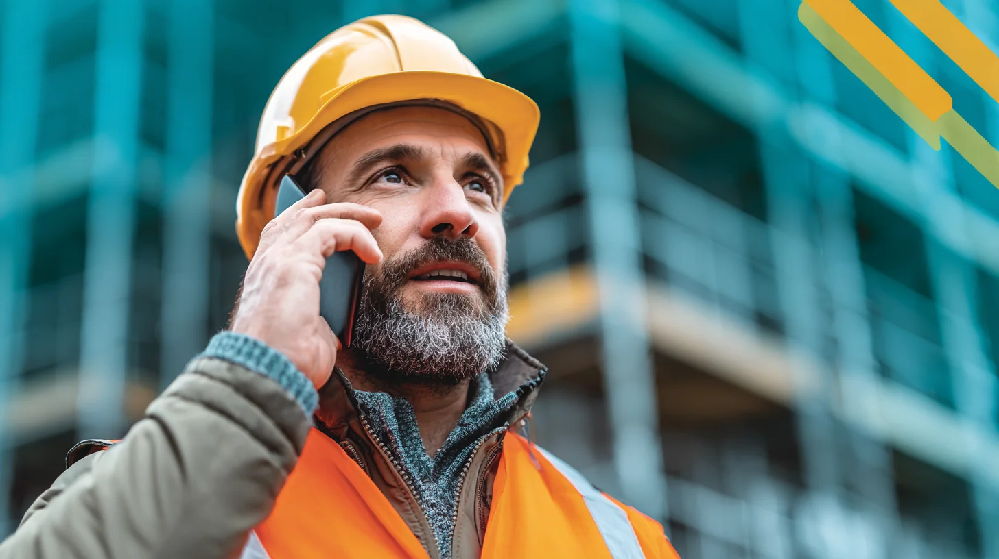 Construction supervisor on the phone coordinating crew on a Sydney site