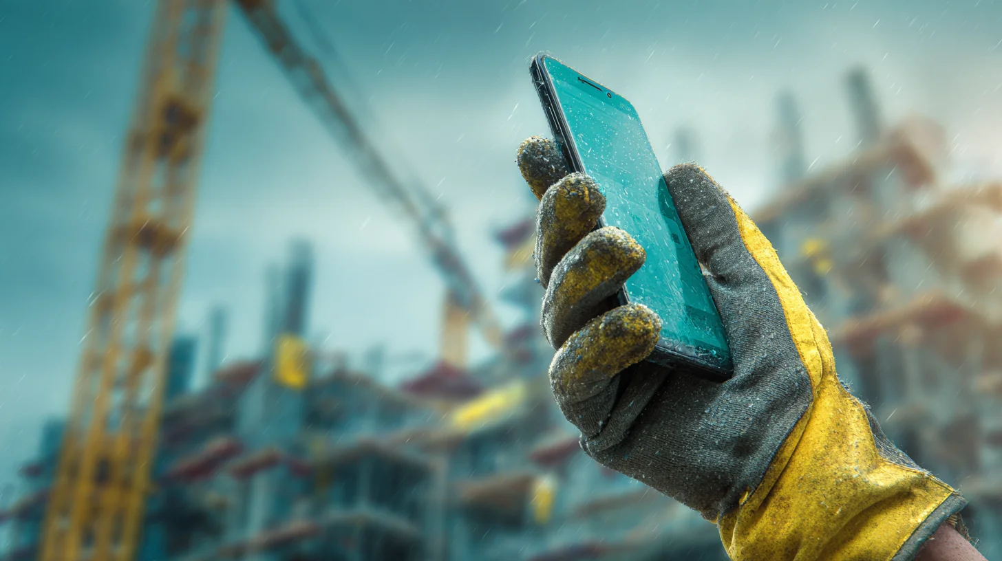 Sydney labour hire worker logging hours on a digital timesheet app on site