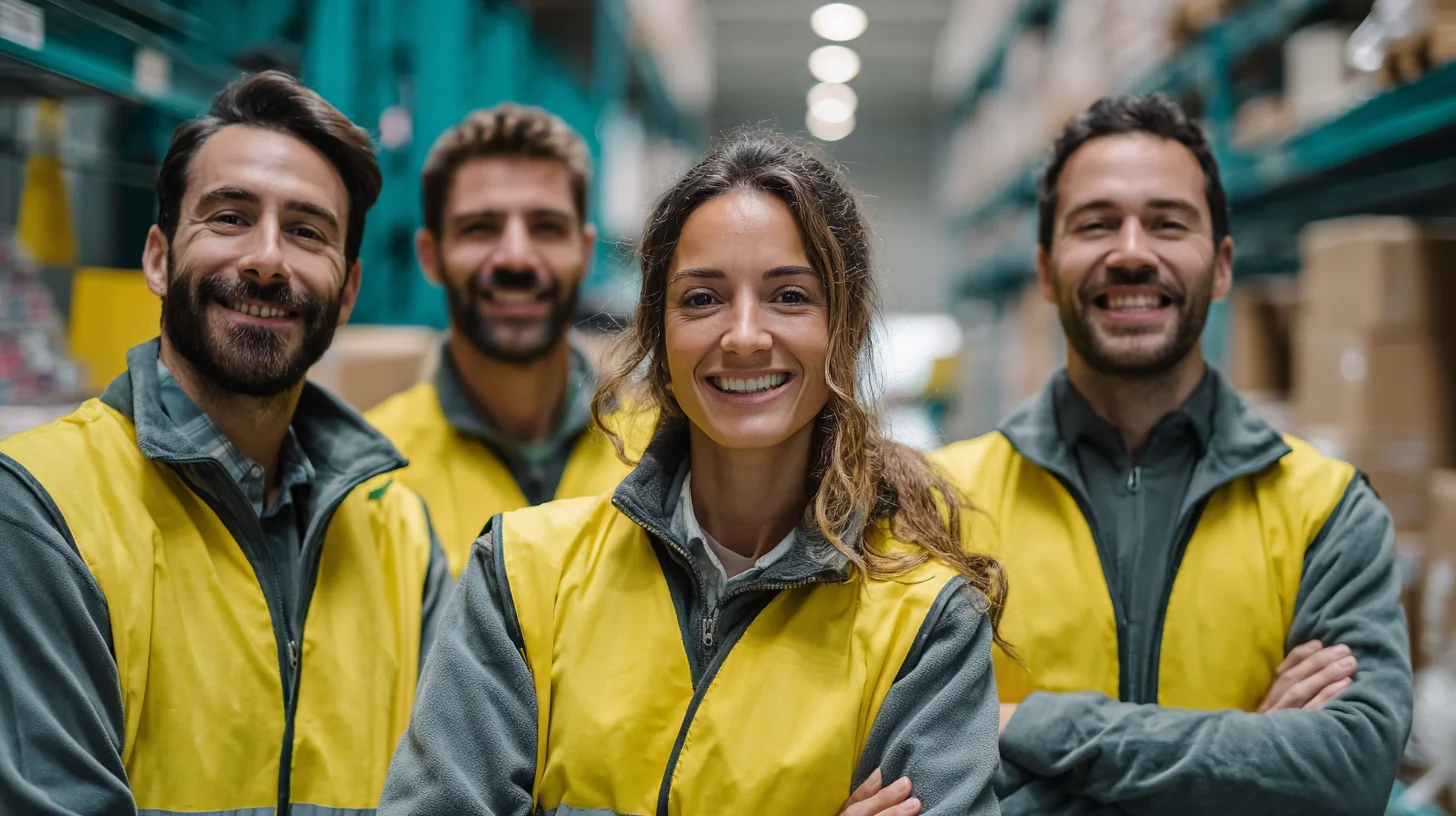 Hi-vis warehouse labour hire crew on shift at a Sydney distribution centre