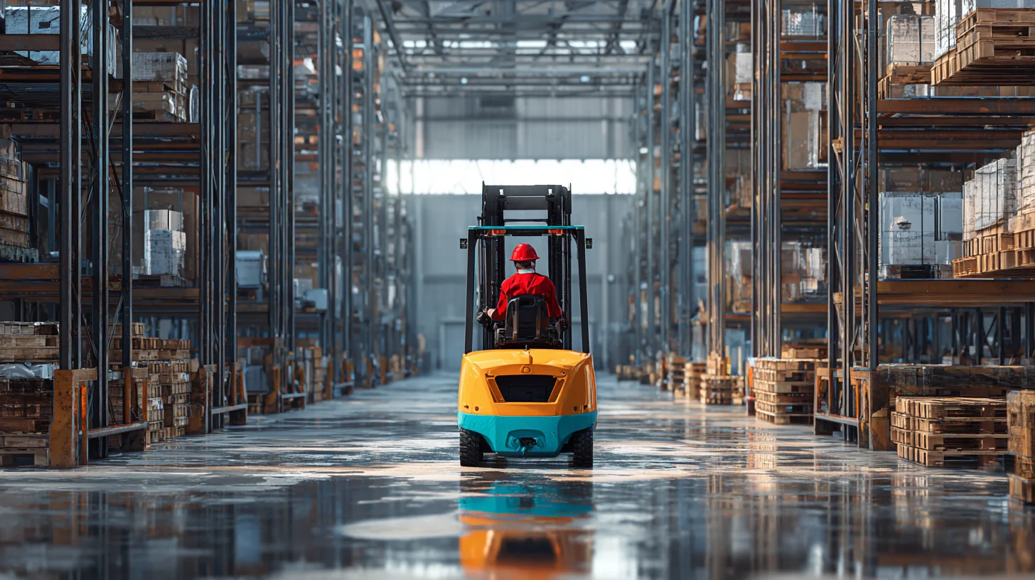 Forklift operator in high-vis working in a Sydney warehouse