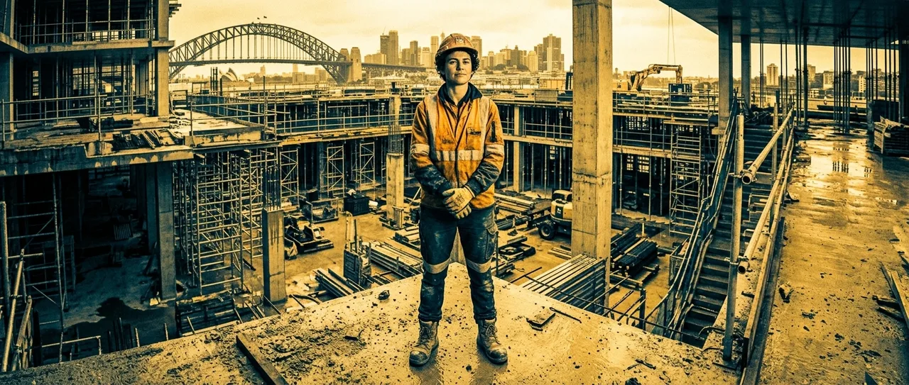 Labour hire worker asking site supervisor for career advice on a Sydney construction site