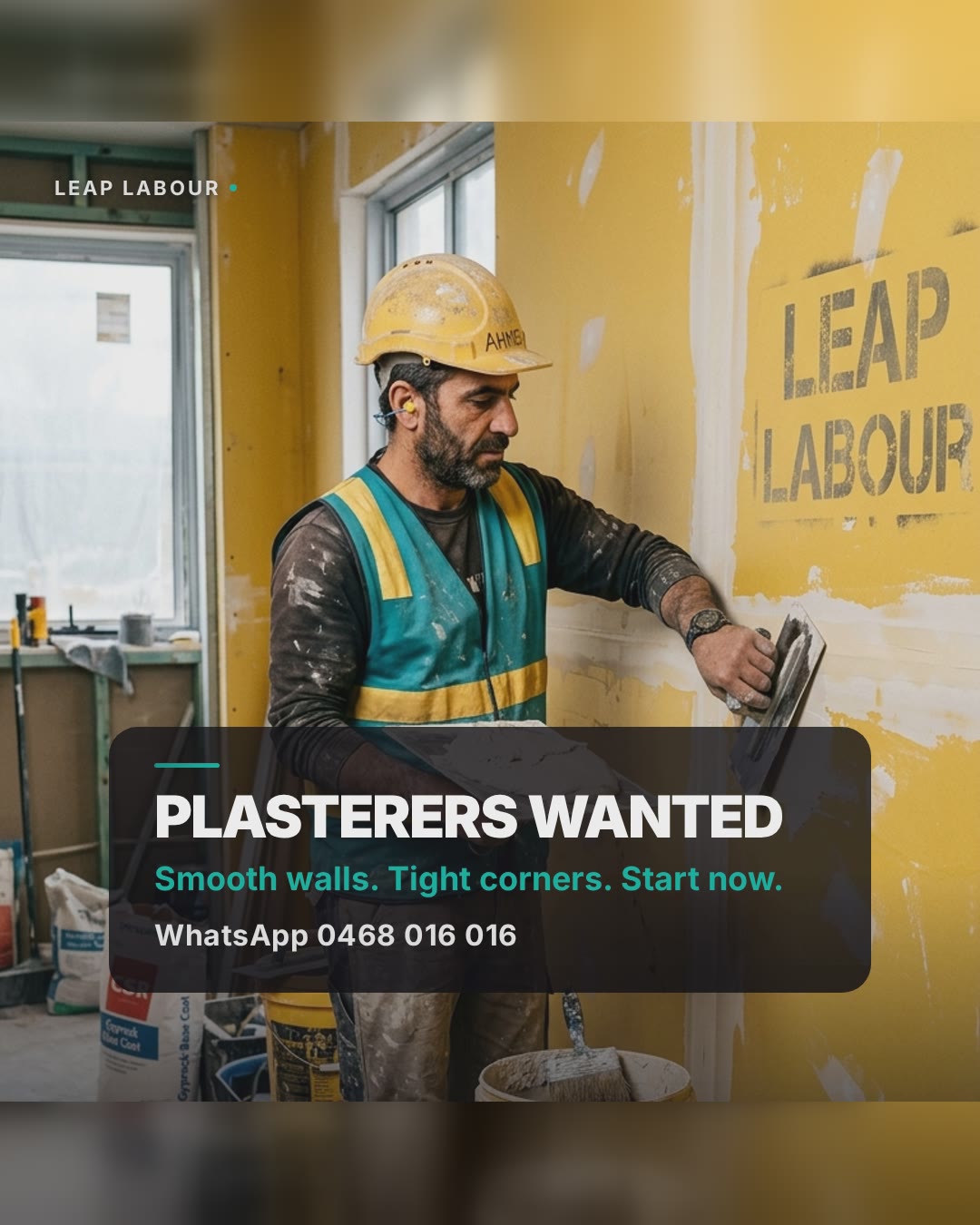 LEAP Labour plasterers wanted job post